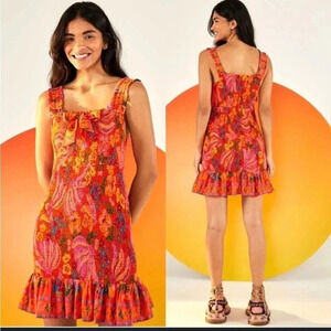 Farm Rio bananas ruched mini dress